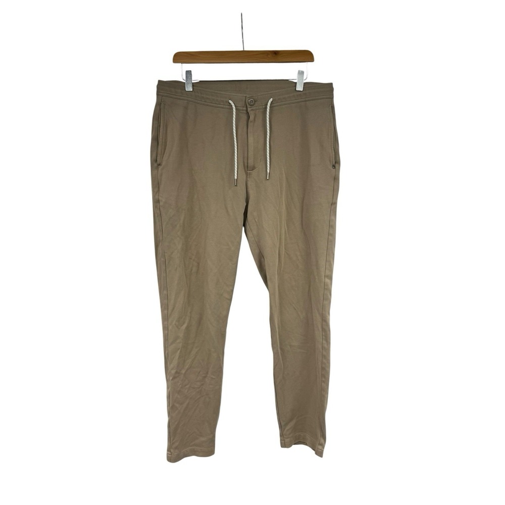 VUORI Solana Pant Twill Knit Size L Khaki Pull On Drawstring Pocket V450